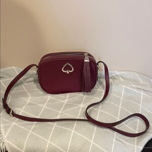 kate spade Wine Leather Crossbody Bag with Tassel